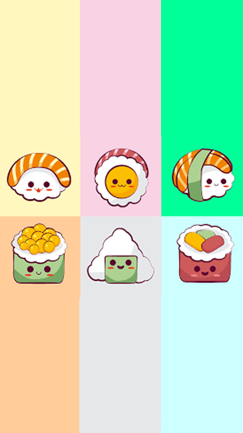 Sushii, kawii, kawai, sushi, comida, diet, eating, cute, food, adorable, HD phone wallpaper
