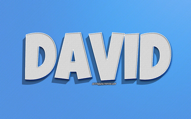 David, blue lines background, with names, David name, male names, David greeting card, line art, with David name, HD wallpaper