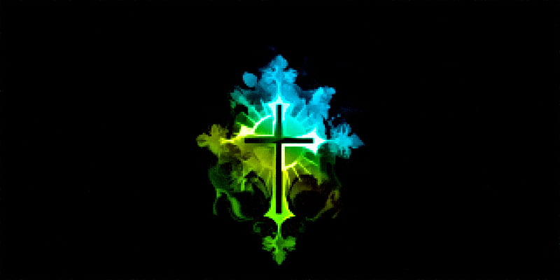 Aqua Green Cross, blue, christian, church, god, jesus, lord, religion, spiritual, HD wallpaper