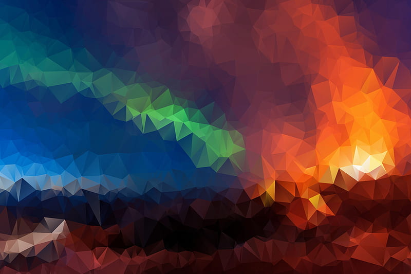 low poly sky, digital art, geometric, triangles, colorful, Abstract, HD wallpaper