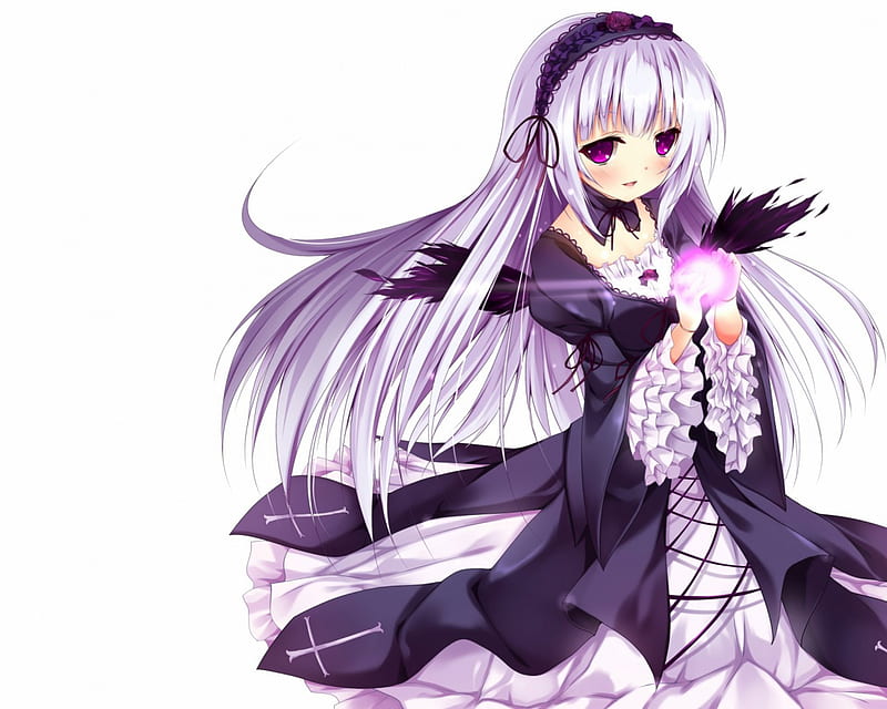 Suigintou, Dress, Anime, Rozen Maiden, Girl, Happy, Wings, Purple Eyes ...