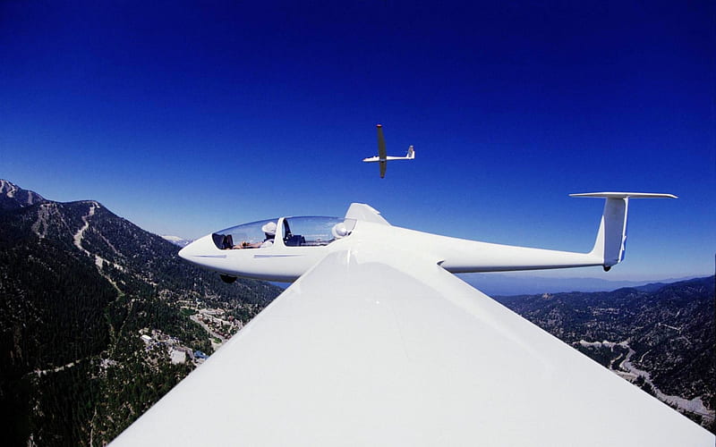 Glider, Mountains, Sky, Wing, HD wallpaper