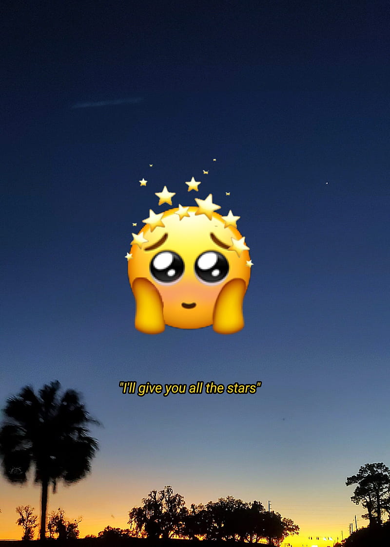 Emoji stars, aesthetic, blushing, happy, space, star, HD phone wallpaper