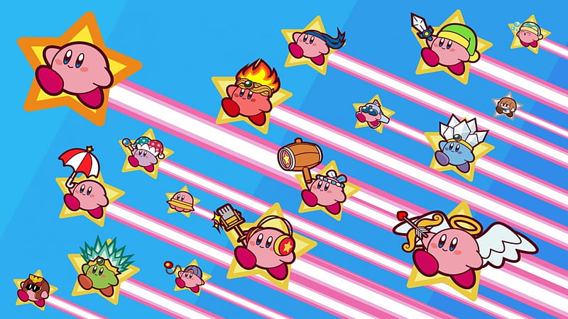 Many, Many Kirbys!, Stars, Video Games, Anime, Video Game , Super Nintendo, cute, Kirby Super Star, Kill la Kill, kawaii, Nintendo, Kirby, SNES, Super NES, HD wallpaper