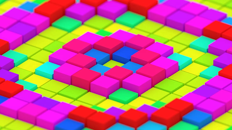 cubes, colorful, structure, 3d, bright, HD wallpaper