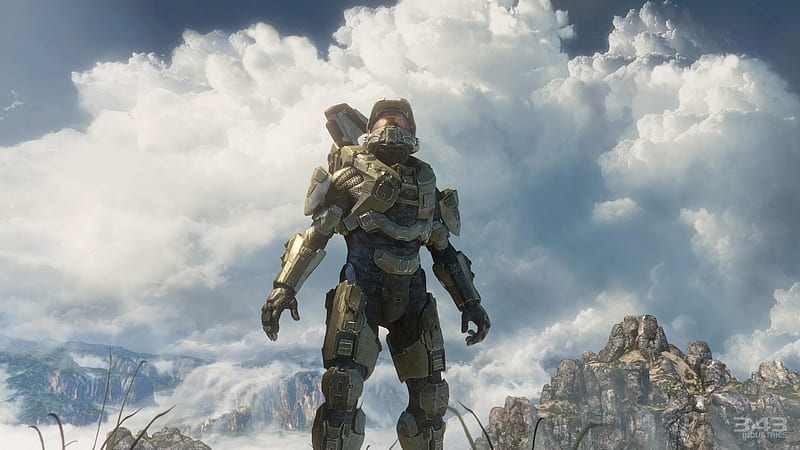 Halo Master Chief Standing With Background Of Clouds Games, HD wallpaper
