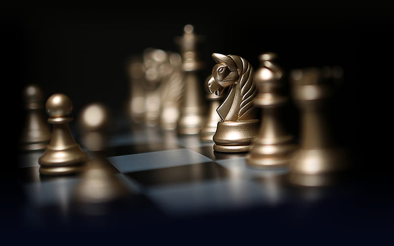 chess, intellectual games, figure horse, chess board, HD wallpaper