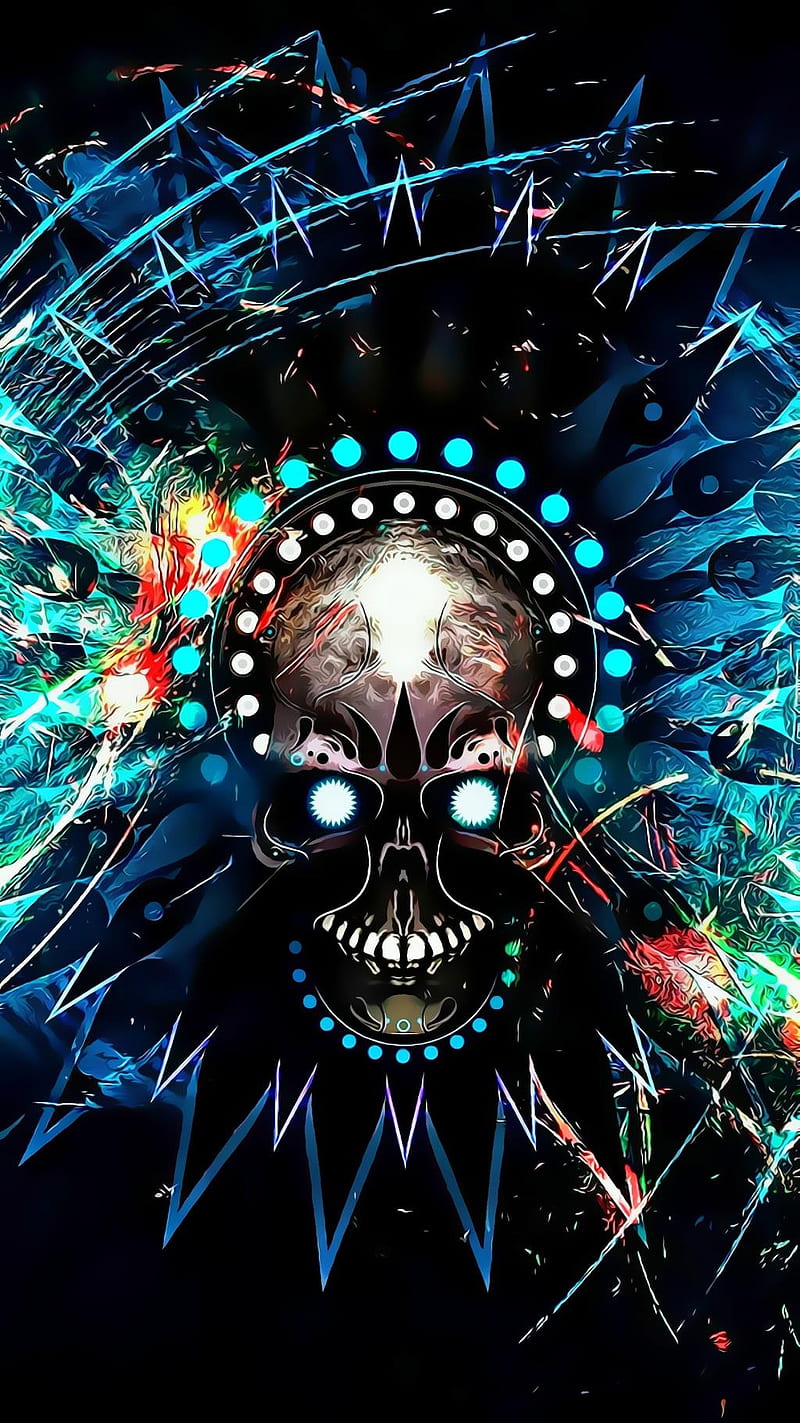 Skull, electric blue, art, pattern, abstract, graphics, creative, u, tatto, design, vector, designs, HD phone wallpaper