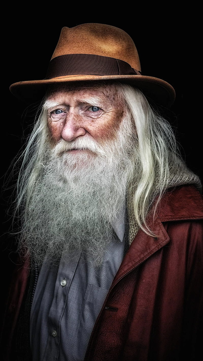 An old man, beard, hat, old man, portrait, white beard, white hair, HD  phone wallpaper | Peakpx