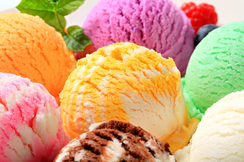 Ice Cream, fruit, colorful, ball, yummy, dessert, HD wallpaper