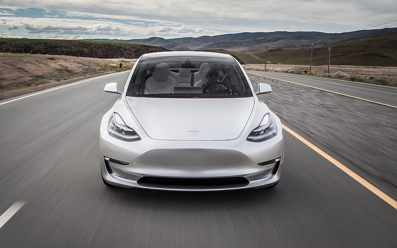 Tesla Model 3, 2017 front view, electric car, modern cars, future, American cars, Tesla, HD wallpaper