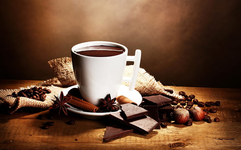 Food, Chocolate, Coffee, Still Life, Cinnamon, Cup, Hot Chocolate, Star Anise, HD wallpaper