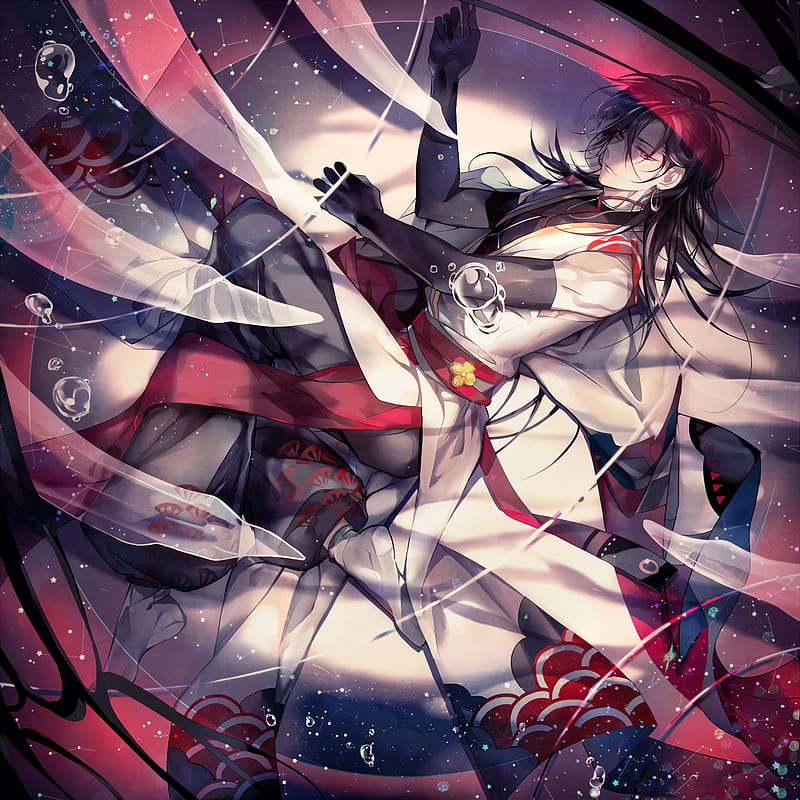 red eyes, anime, Dororo, Hyakkimaru, sword, digital art