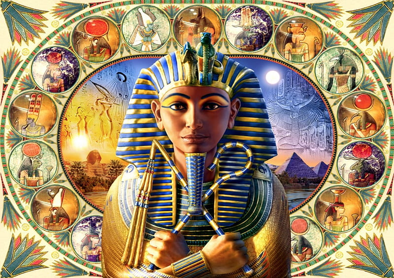 Tutankhamun, king, fantasy, egypt, art, HD wallpaper