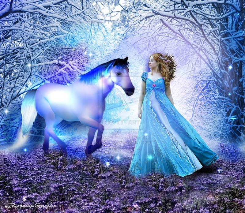 ★✫Sparkle Blue Horse✫★, pretty, wonderful, blue horse, adorable, women, sweet, sparkle, fantasy, manipulation, love, emotional, flowers, face, lovely, models, abstract, lips, trees, softness, cool, splendidly, fond, hop, eyes, colorful, dress, glow, dazzling, bonito, digital art, hair, emo, leaves, gentle, people, girls, light, animals, amazing, female, feeling, colors, butterflies, horse, felt, magical, tender touch, branches, HD wallpaper