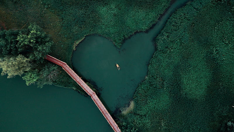 Heart Shaped lake, nature, Heart, lake, Shaped, HD wallpaper