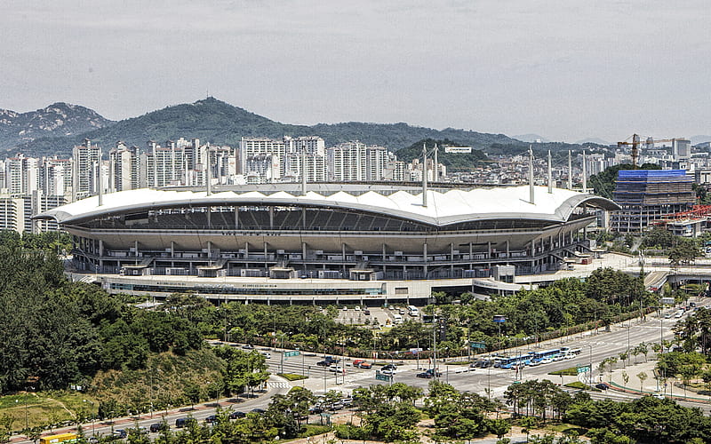Seoul World Cup Stadium, Sangam Stadium, football stadium, sports arena, Seoul, South Korea, HD wallpaper