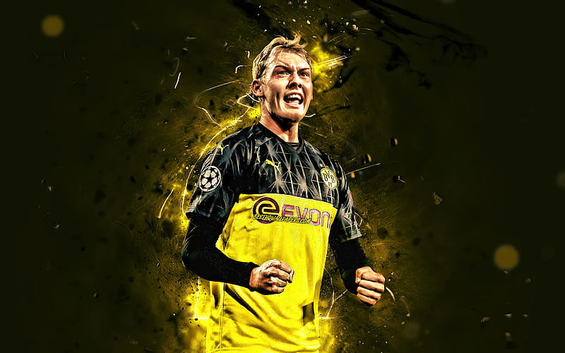 Julian Brandt, 2019, German footballers, Borussia Dortmund FC, BVB, soccer, Brandt, Bundesliga, football, Julian Brandt BVB, neon lights, Germany, HD wallpaper