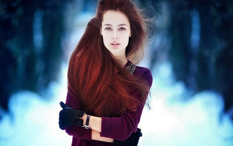 Purple Haze Beauty , Woman, Beauty, model, Winter, HD wallpaper Purple Haze Beauty , Woman, Beauty, model, Winter, HD wallpaper