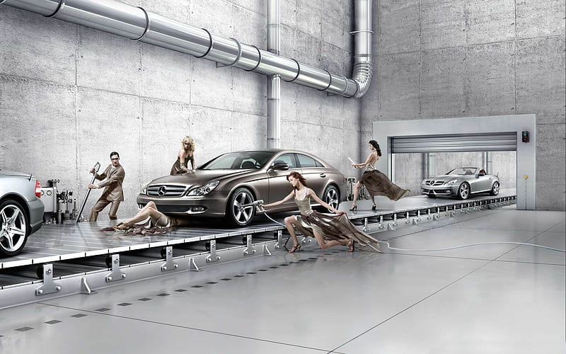mercedes benz assembly line-hop Creative Design, HD wallpaper