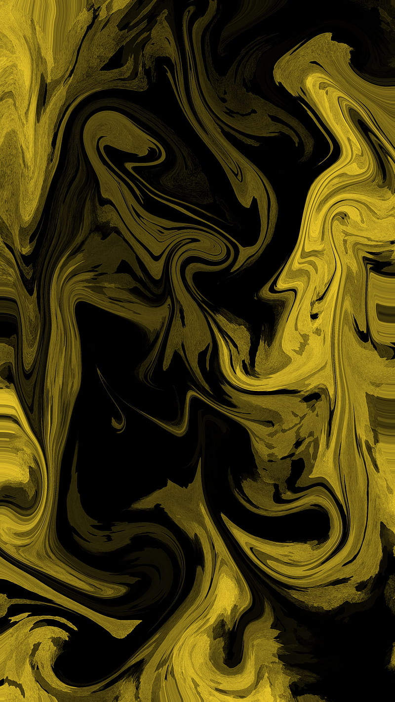 FLUID , FLUID, abstract, amoled, color, flow, liquid, swirl, yellow, HD phone wallpaper