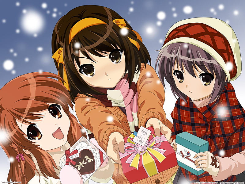 Christmas gifs, gif, christmas, girl, anime, HD wallpaper