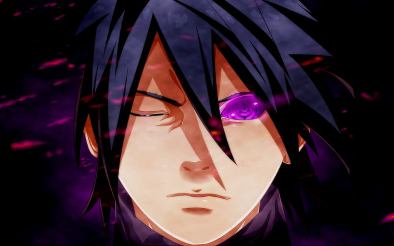 Sasuke Uchiha, purple eye, Uchiha clan, portrait, manga, Naruto