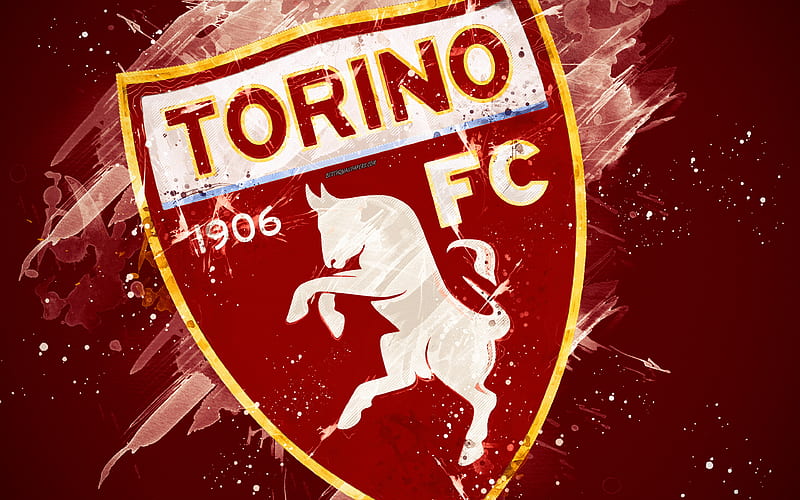 Torino FC paint art, creative, Italian football team, Serie A, logo, emblem, brown background, grunge style, Turin, Italy, football, HD wallpaper