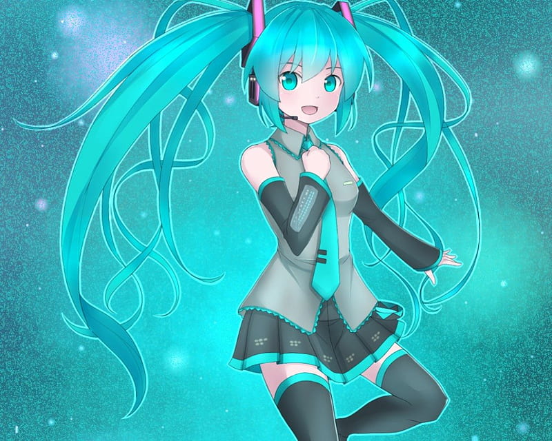 Hatsune Miku Pretty Glow Green Eyes Sparks Sweet Nice Anime Hot Anime Girl Hd