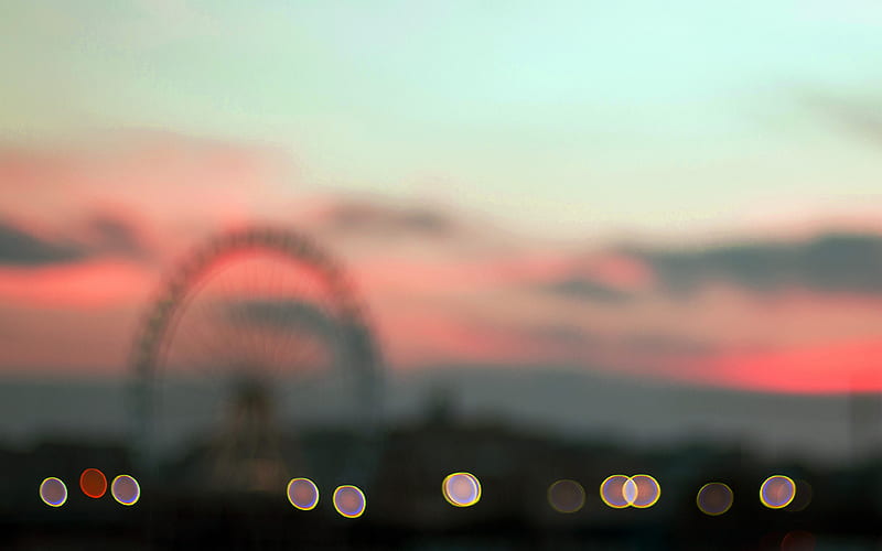 bokeh, circle, sunset, afternoon, london, red, HD wallpaper