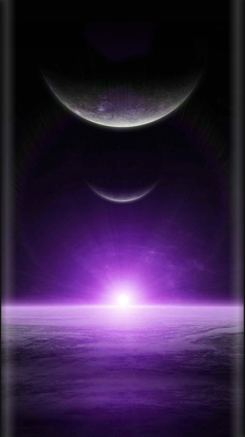 Moon, beauty nature, edge, edge style, purple, s7, HD phone wallpaper