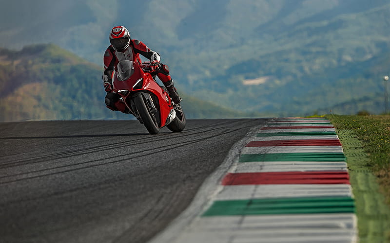 Ducati Panigale V4 Speciale, raceway, 2018 bikes, rider superbikes, Ducati, HD wallpaper
