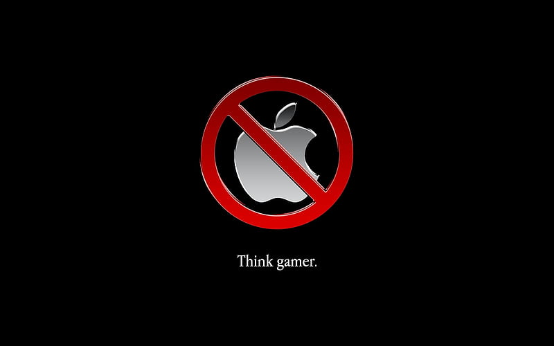 Think Gamer, apple, red, anti apple, black, funny, HD wallpaper | Peakpx