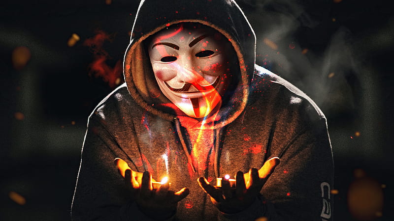 Anonymus Guy With Flame In Hand , anonymus, artist, artwork, digital-art, HD wallpaper