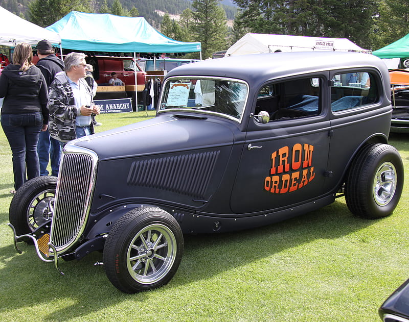 Ford 1924 at the car show in BC - Canada , Ford, orange, Chrome, tent, black, silver, Grills, green, gris, tires, graphy, blue, HD wallpaper