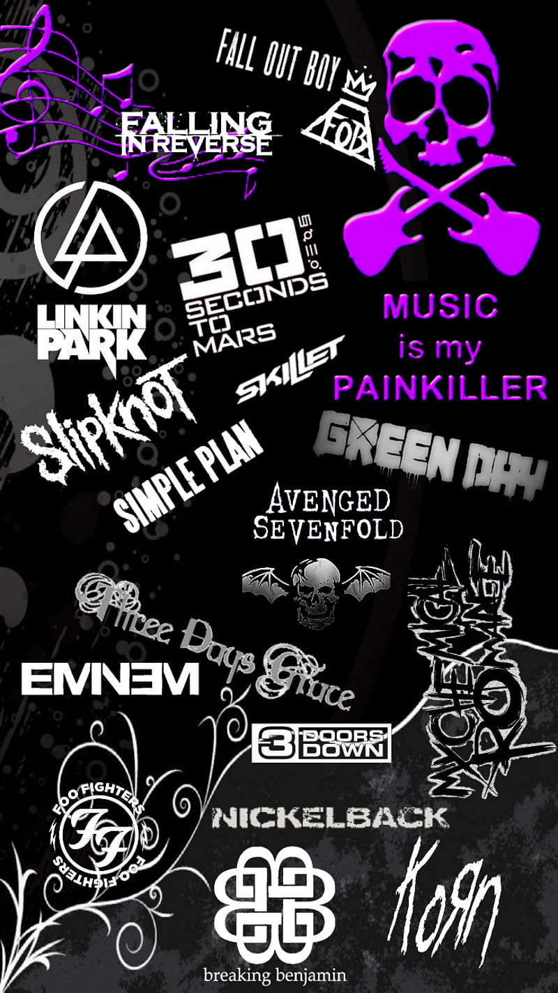 MUSIC, 3dg, bands, fir, fob, mcr, metal, painkiller, rock, slipknot, HD phone wallpaper