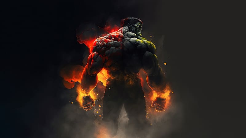 Hulk, molten body red-green, strongest superhero, HD wallpaper