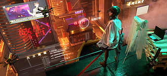 Cyberpunk Girl Car Sci-Fi HD 4K Wallpaper #8.1419