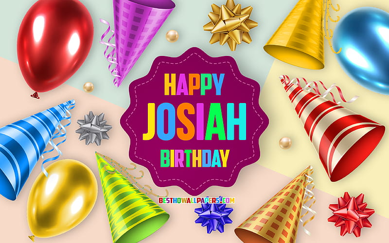 Happy Birtay Josiah, Birtay Balloon Background, Josiah, creative art, Happy Josiah birtay, silk bows, Josiah Birtay, Birtay Party Background, HD wallpaper