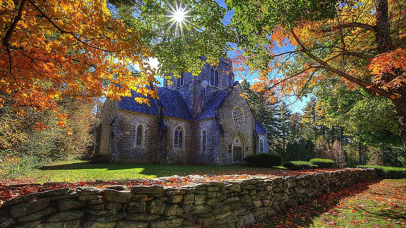 Beautiful Church in Autumn, bonito, Religious, Autumn, Church, Building, HD wallpaper