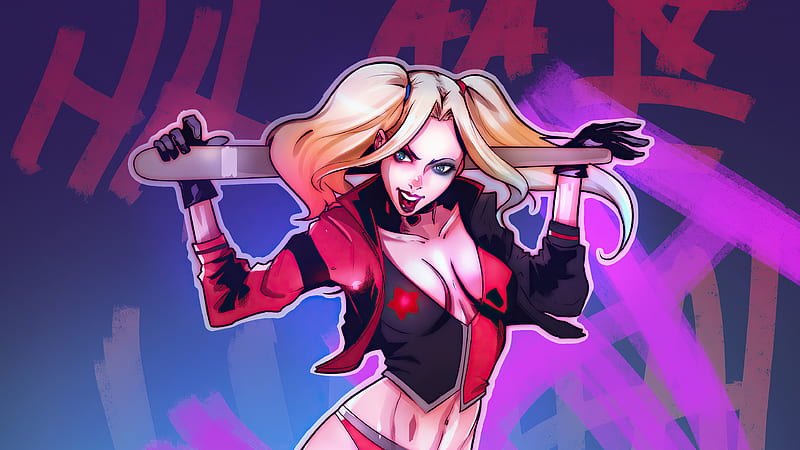 Harley Quinn With Base Bat Fan Art , harley-quinn, superheroes, artist, artwork, digital-art, artstation, HD wallpaper
