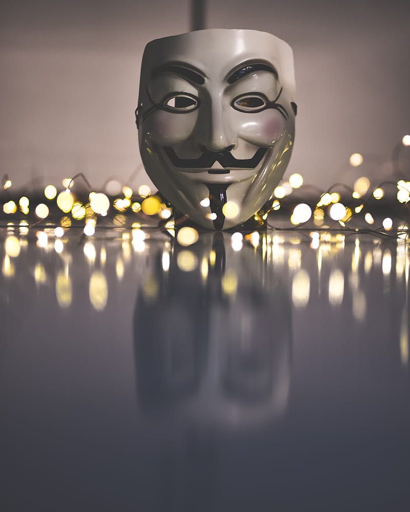 mask, glare, bokeh, anonymous, HD phone wallpaper