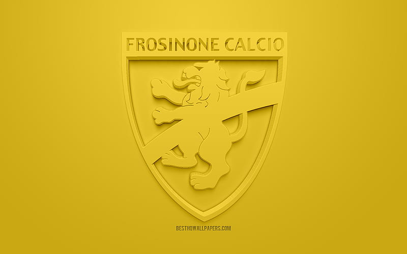 Frosinone Calcio, creative 3D logo, yellow background, 3d emblem, Italian football club, Serie A, Frosinone, Italy, 3d art, football, stylish 3d logo, HD wallpaper
