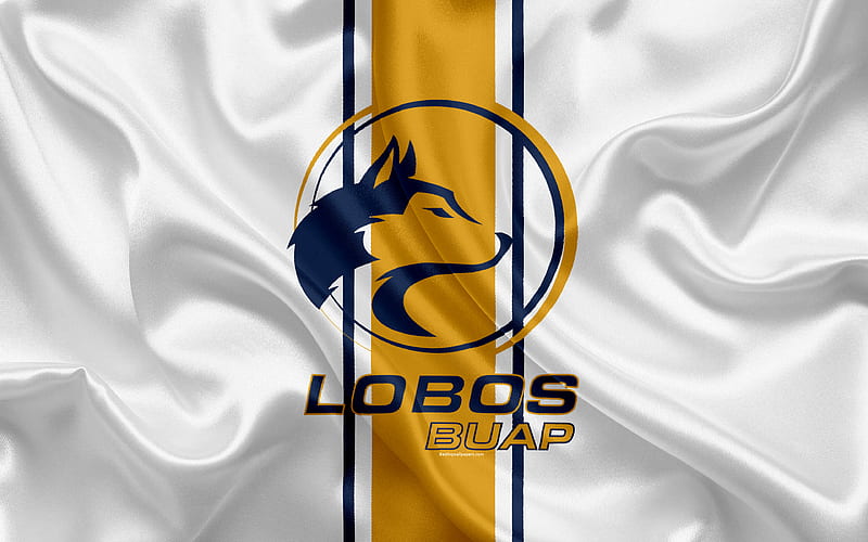 Lobos BUAP FC Mexican Football Club, emblem, logo, sign, football, Primera Division, Mexico Football Championships, Puebla, Mexico, silk flag, HD wallpaper