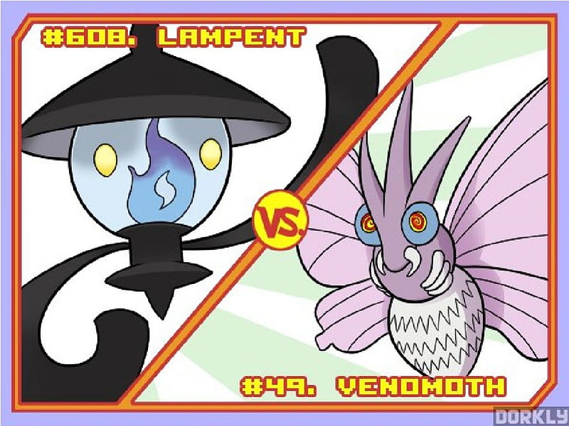 Pokemons Battles That end Wrong: Lampent vs. Venomoth, lampent, battle, venomoth, pokemon, funny, HD wallpaper