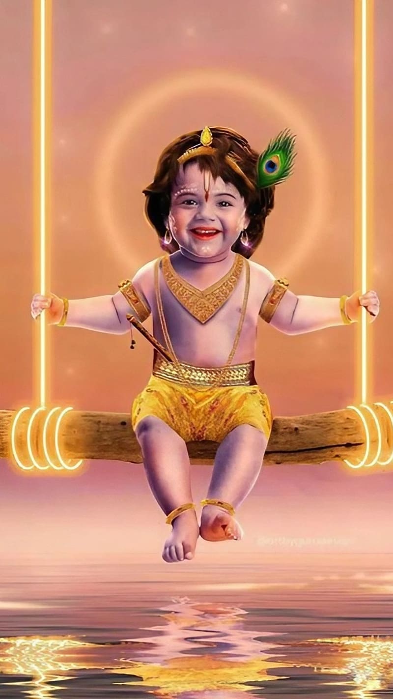 Little Krishna , Lord Krishna Swing, god, kanha, HD phone wallpaper