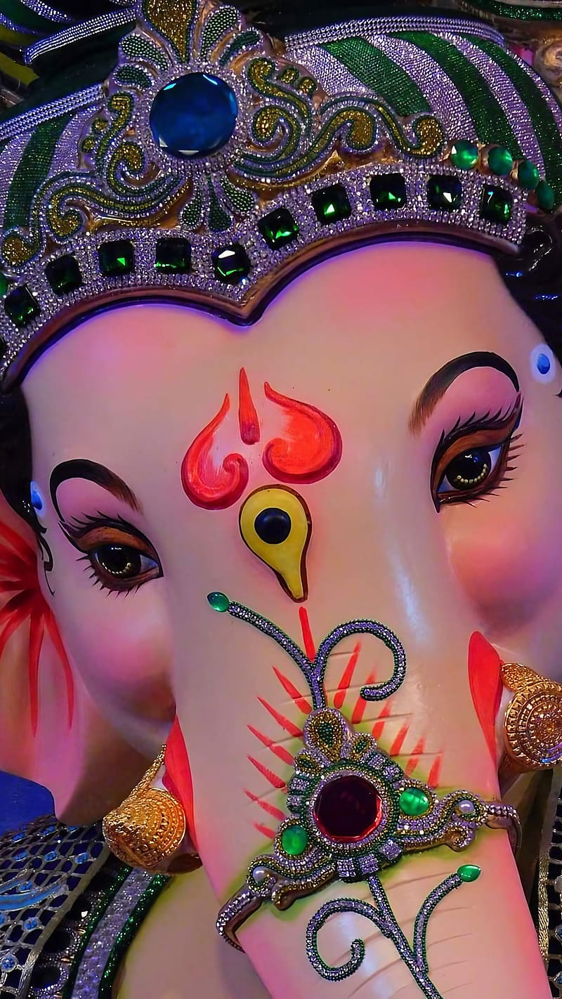 Lord Ganesha For, Face Closeup, lord ganesha face closeup, lord, god, HD phone wallpaper
