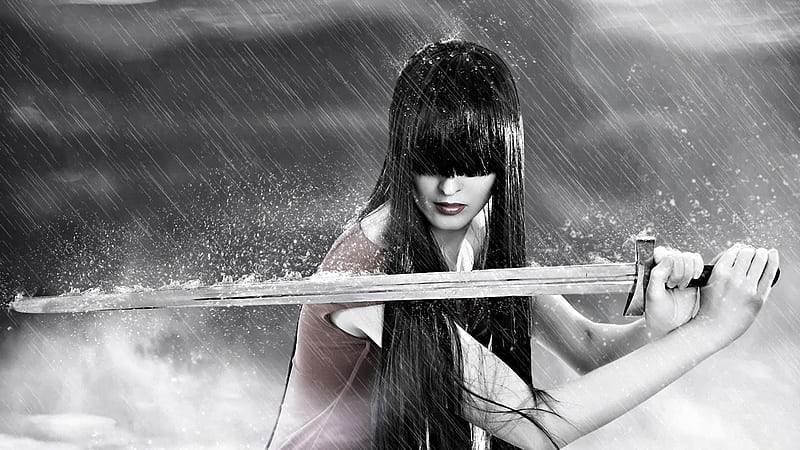 Sword Girl, warrior, sword, girls, HD wallpaper