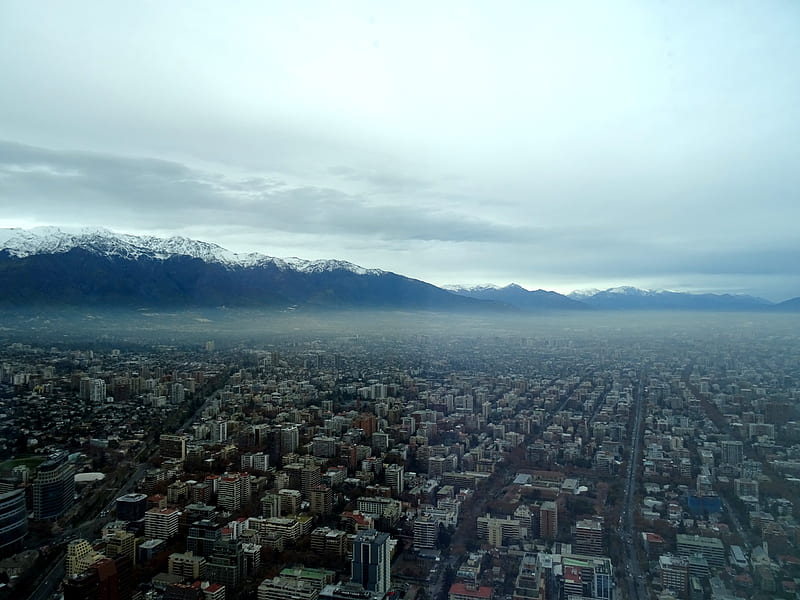Melancholic City, metropolis, cloudy, mountains, pollution, gris, depressing, HD wallpaper