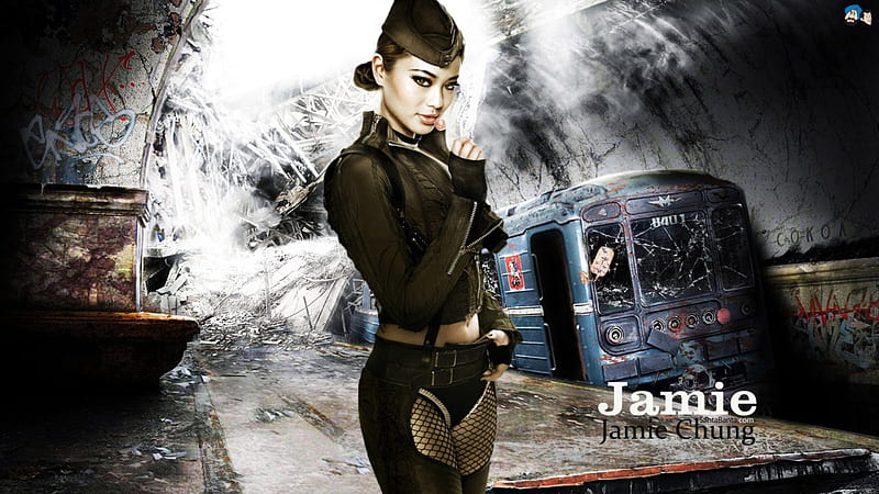 Jamie Chung, chung, jamie, train, background, HD wallpaper
